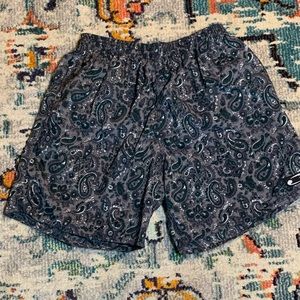 Red sand  swim trunks, classic paisley print